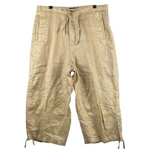 New Gen Mens W39 Ankle Linen Pants Tie Hem Lined Lightweight Mustard Resort